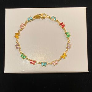 Gold Filled Colorful Butterfly Charm Bracelet